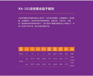 干燥機(jī)用活性氧化鋁參數(shù)表